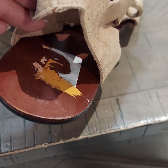 Soles Tan Suede Tall Laser Cut Gladiator Sandal Boots Sz 40 - Picture 9 of 14